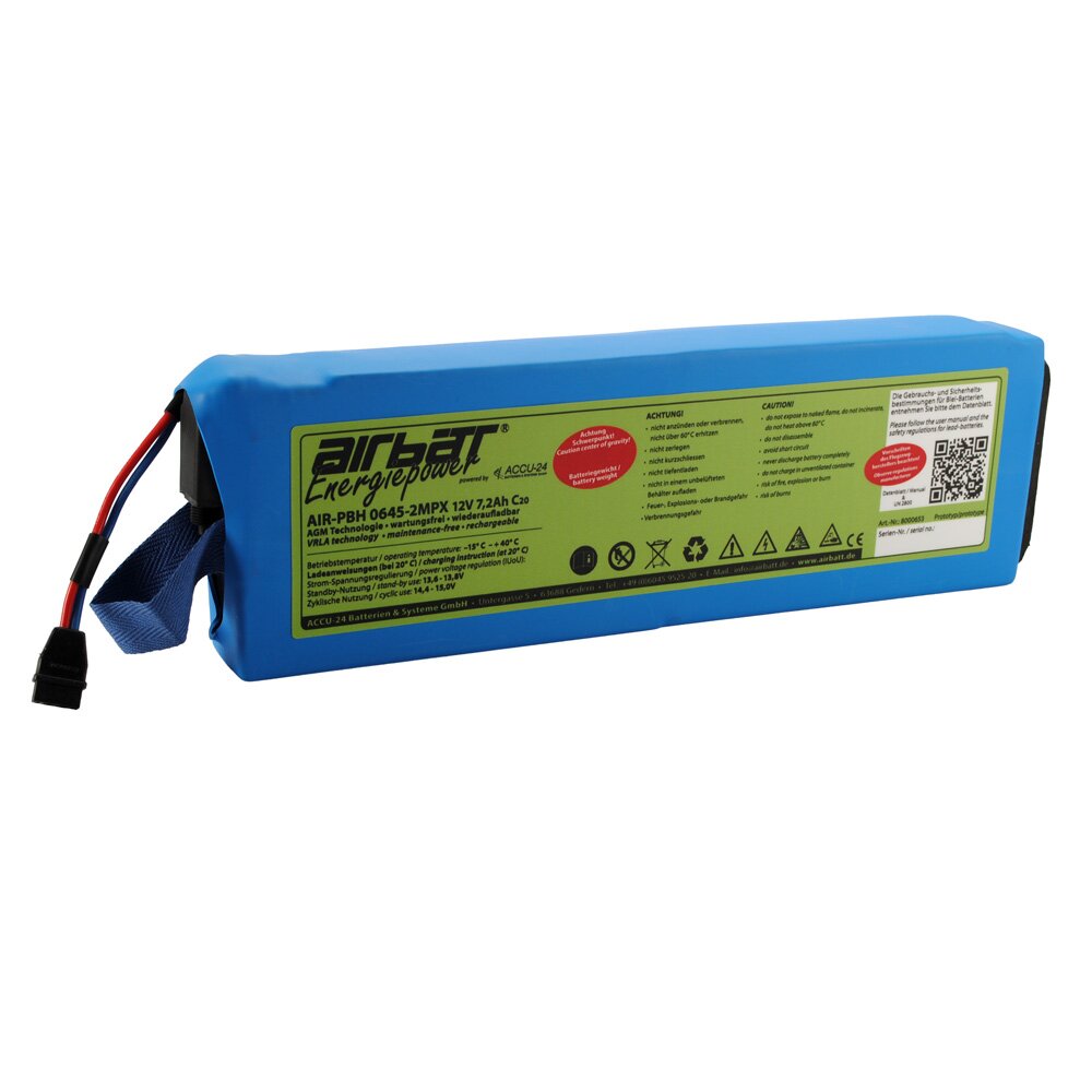 AIRBATT Energiepower AIR-PBH 0645-2MPX Blei/AGM Heckbatterie 12V 7,2Ah mit MPX-Anschluss