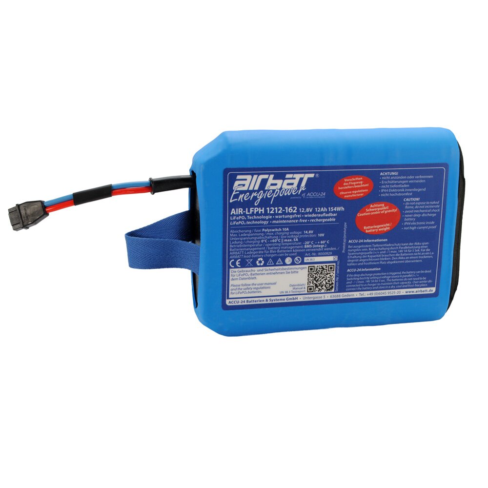 AIRBATT Energiepower AIR-LFPH 1212-162 12V 12Ah LiFePO4-Heckbatterie für die Seitenflosse von Schleicher Einsitzer