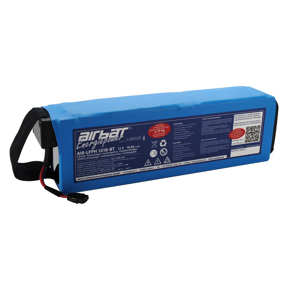 AIRBATT Energiepower AIR-LFPH 1218-BT-FES Heckbatterie 12V 18Ah mit Bluetooth [Arcus/Duo Discus] für FES-Systeme
