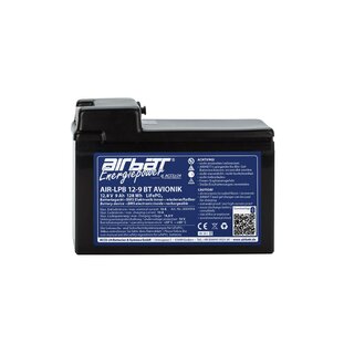 AIRBATT Energiepower AIR-LPB 12-9 BT AVIONIK 12,8V 9Ah LiFePO4 Avionikbatterie Polabdeckung mit 10A-Sicherungsautomat und Tyco-Anschluss (Stecker) stirnseitig