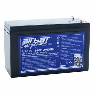 AIRBATT Energiepower AIR-LPB 12-9 BT AVIONIK 12,8V 9Ah LiFePO4 Avionikbatterie