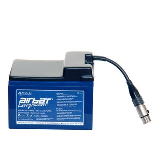 AIRBATT Energiepower LiFePO4 AIR-LFP 12-15 12,8V 15Ah Versorgungsbatterie Polabdeckung mit 10A-Sicherungsautomat und XLR-Anschluss (Kupplung) stirnseitig