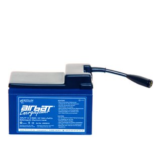 AIRBATT Energiepower LiFePO4 12,8V 10Ah Versorgungsbatterie Polabdeckung mit 10A-Sicherungsautomat und Bosch-Anschluss (Kupplung) stirnseitig