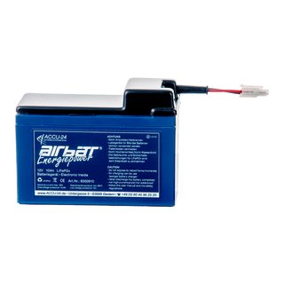 AIRBATT Energiepower LiFePO4 12,8V 10Ah Versorgungsbatterie Polabdeckung mit 10A-Sicherungsautomat und Tamiya-Anschluss (Kupplung) stirnseitig