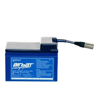 AIRBATT Energiepower LiFePO4 12,8V 10Ah Versorgungsbatterie Polabdeckung mit 10A-Sicherungsautomat und XLR-Anschluss (Kupplung) stirnseitig