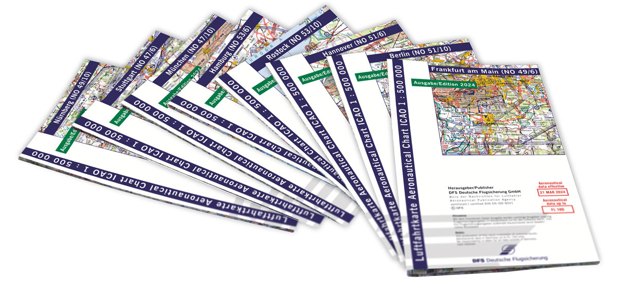 Aeronautical Chart ICAO Germany 1:500,000, 8 Sheets (Edition 2025)