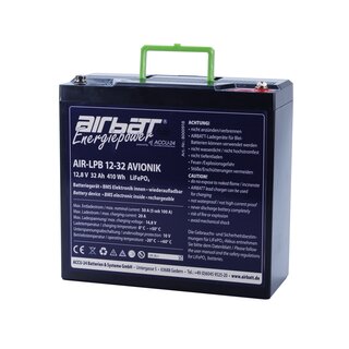 AIRBATT Energiepower AIR-LPB 12-32 AVIONIK 12,8V 32Ah LiFePO4-Avionikbatterie
