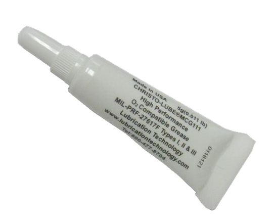 Non reactive lubricant for oxygen fittings/connectors (PTFE)