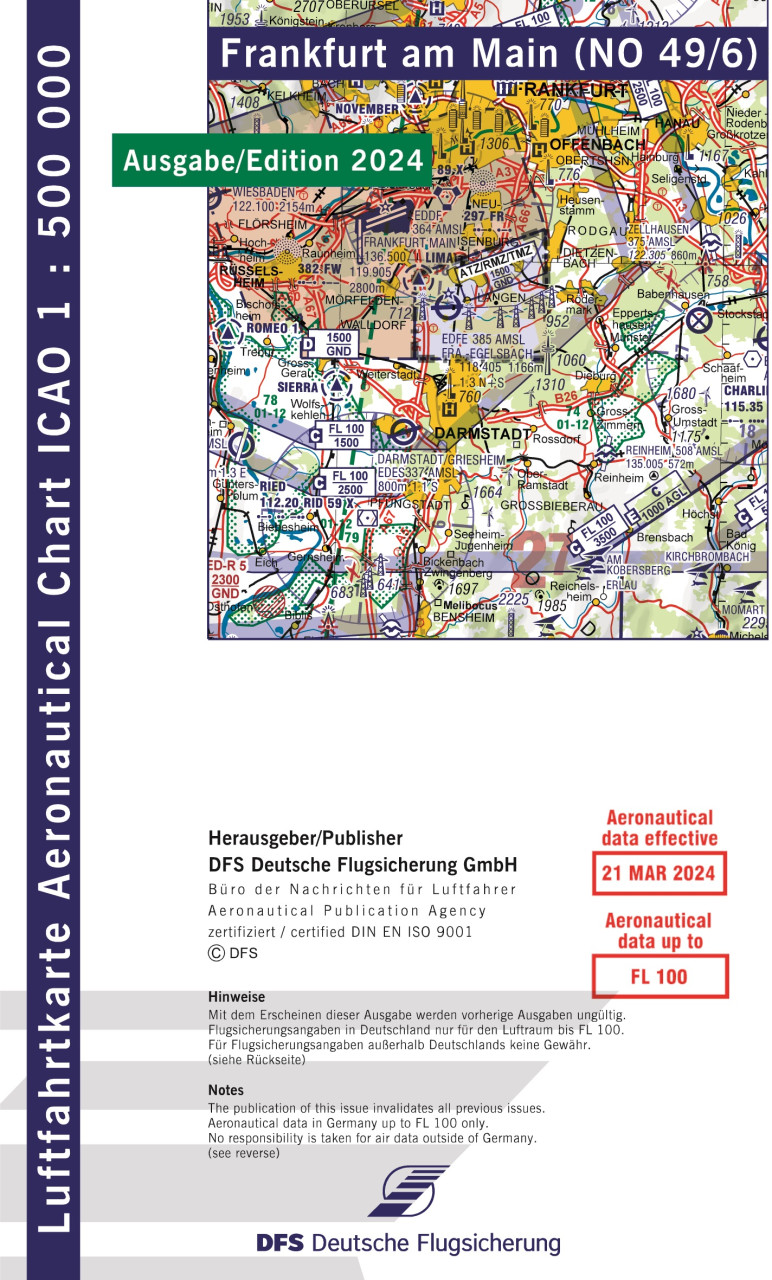 Aeronautical Chart ICAO-Chart 1:500.000, Frankfurt (Edition 2025)