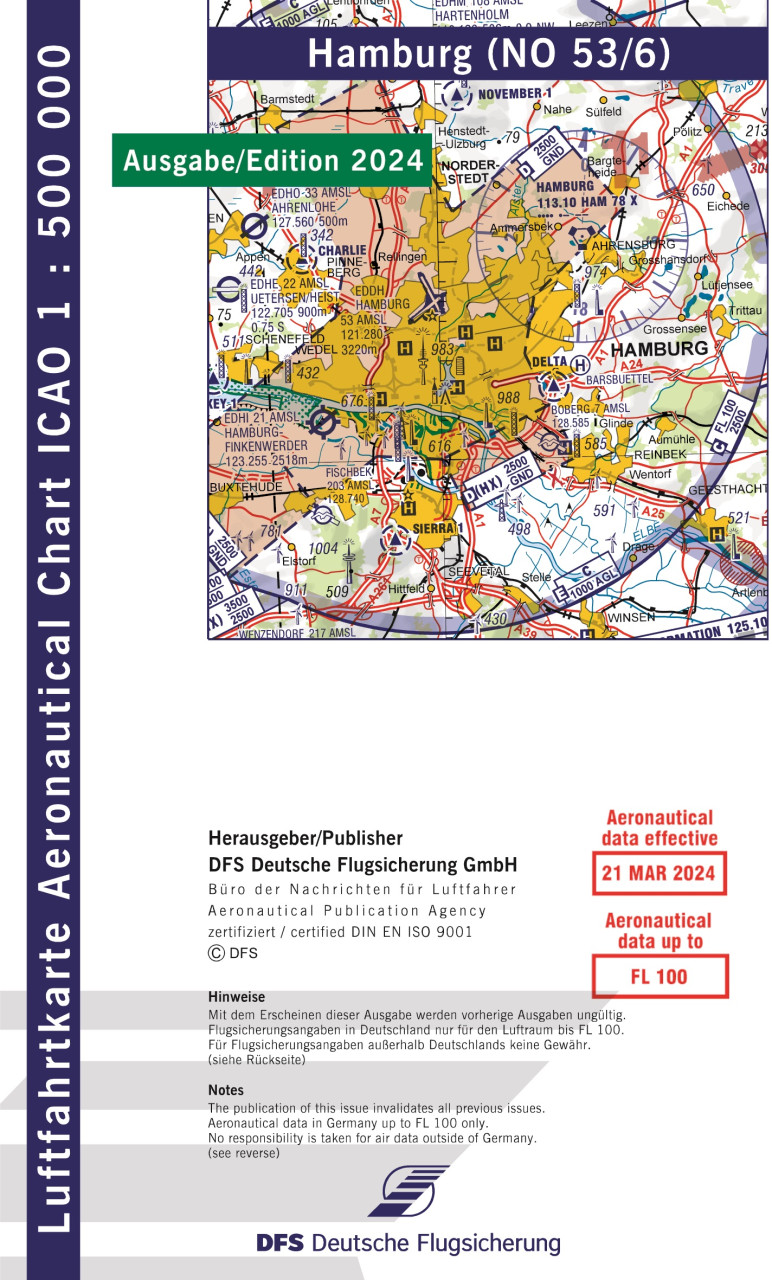 Aeronautical Chart ICAO 1: 500.000, Hamburg (Edition 2025)
