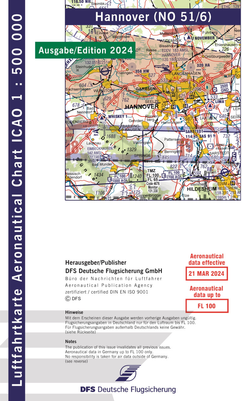 Aeronautical Chart ICAO 1: 500.000, Hannover (Edition 2025)