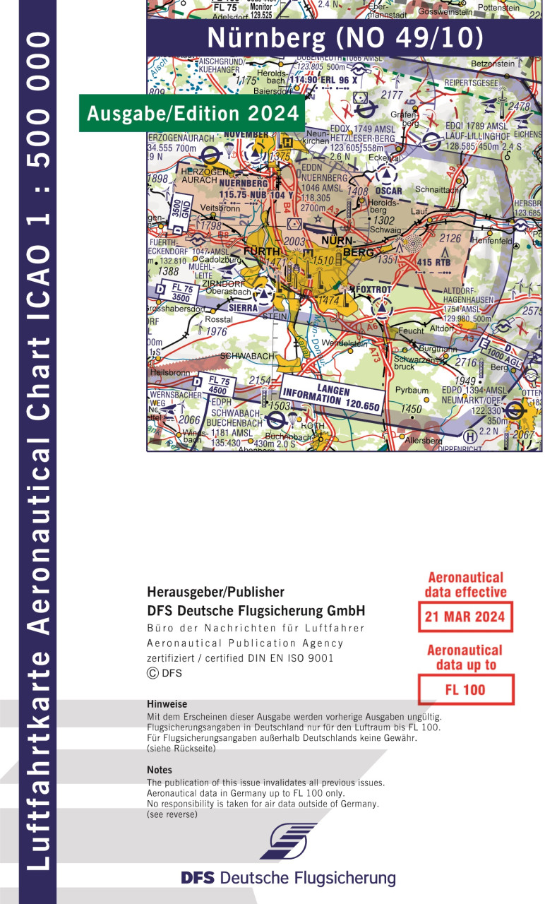 Aeronautical Chart ICAO 1:500.000, Nuremberg (Edition 2025)