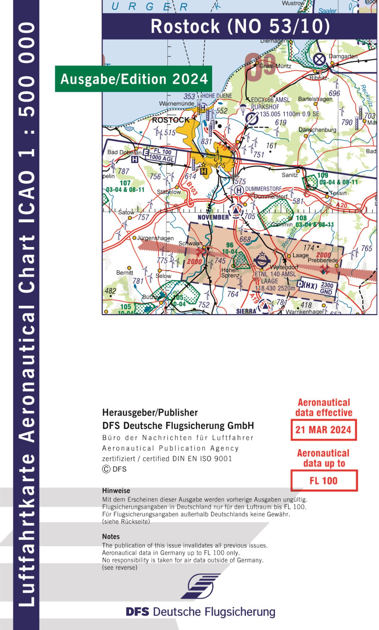 Aeronautical Chart ICAO 1: 500.000, Rostock (Edition 2025)
