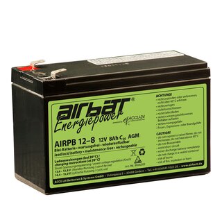 AIRBATT Energiepower AIR-PB 12-8 12V 8Ah zyklenfeste Blei/AGM-Flugzeugbatterie
